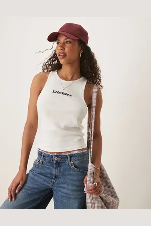 Dickies Camiseta sin mangas con logo central de canalé de