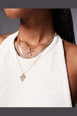 Aldo Collar dorado de varias hileras con colgante de estrella de mar Seacharm de