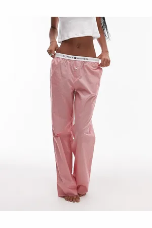 Tommy Hilfiger Pantalones de pijama a rayas rojas de popelina de -Rojo