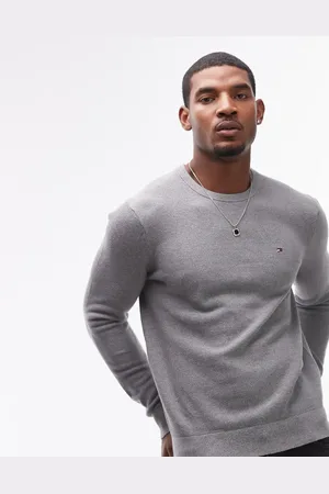 Tommy Hilfiger Jersey gris básico con cuello redondo de