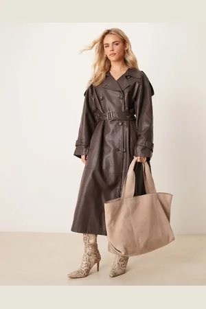 ASOS Bolso tote color cuadrado de ante de -Gris
