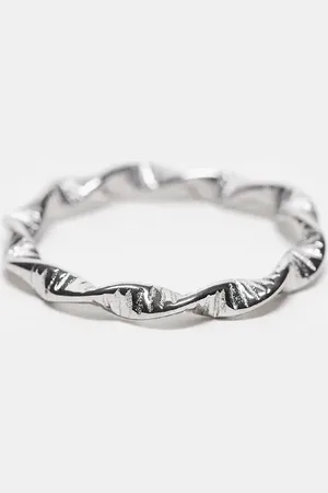 ASOS Anillo estilo cordón retorcido de acero inoxidable resistente al agua de