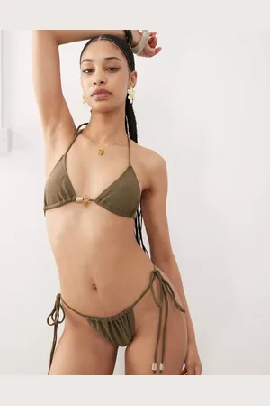 Motel Braguitas de bikini verde con detalle de cuentas Leyna de