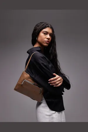 MANGO Bolso de hombro color con detalle de bolsillo delantero de -Marrón