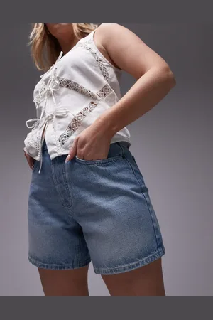 Topshop Pantalones cortos vaqueros descoloridos Editor de -Azul