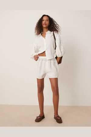 Free People Pantalones cortos blanco de punto pointelle Full Bloom de (parte de un conjunto)