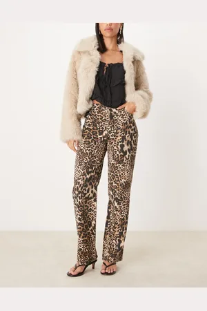 The Frolic Vaqueros de pernera recta con estampado de leopardo y detalle de bolsillo de encaje exclusivos de