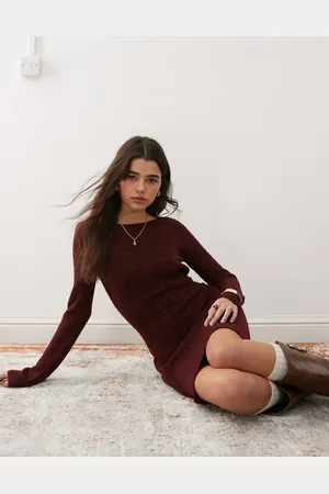 Miss Selfridge Vestido con vuelo de punto de -Rojo