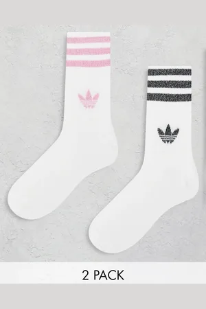 adidas Pack de 2 pares de calcetines blancos de media caña con trébol de