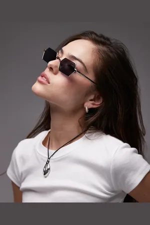 Topshop Gafas de sol doradas con montura rectangular de metal Fiji de