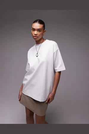 ARKET Camiseta larga blanca de manga corta de punto entrelazado de