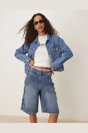 Dickies Pantalones cortos vaqueros enjuagado de estilo carpintero y corte alargado de