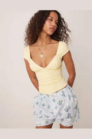Free People Top corsetero amarillo plátano de tirantes Duo de