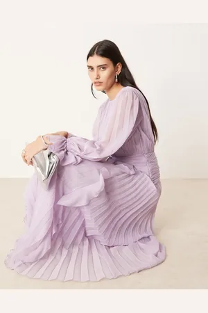 ASOS Vestido largo con cuello alto, diseño fruncido y cinturón de -Verde