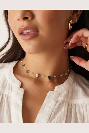 ASOS Collar corto con fragmentos de piedras semipreciosas de tamaños variados de