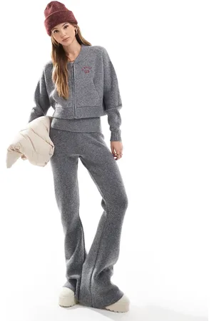 The Frolic Pantalones carbón de corte acampanado con cinturilla plegada de punto exclusivos de (parte de un conjunto)