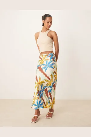 Never Fully Dressed Falda larga con estampado de palmeras azules Dorris de (parte de un conjunto)