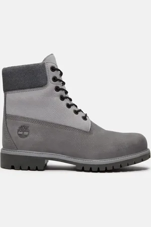 Timberland Botas de 6" gris medio impermeables con cordones de nobuk de