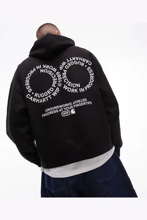 Carhartt Sudadera negra con capucha y estampado gráfico Rotation de