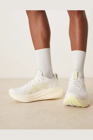 Asics Zapatillas de deporte blancas y amarillo claro para correr Gel-Nimbus 27 de