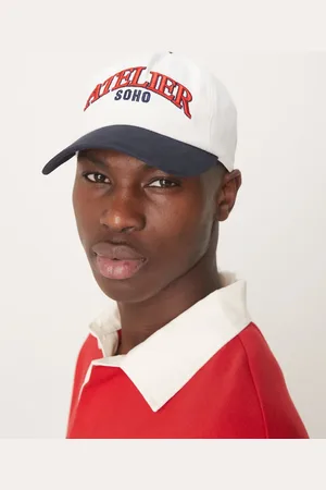 ASOS Gorra blanca con bordado y visera en contraste de