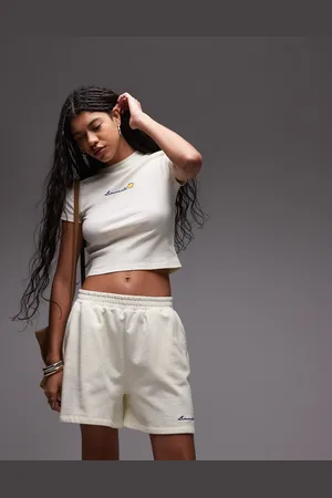 Topshop Joggers cortos color con bordado "Limonata" de -Blanco