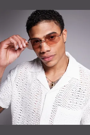 ASOS Gafas de sol doradas con montura al aire y lentes marrones de estilo retro de los años 90 de
