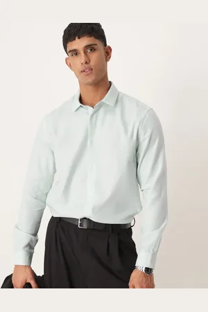 ASOS Camisa de vestir de corte estándar con textura de espiga de tejido fácil de planchar de