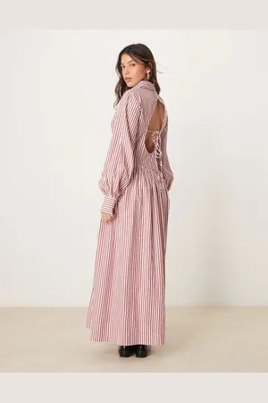 ASOS Vestido camisero largo a con detalle asimétrico de botones de -Multicolor