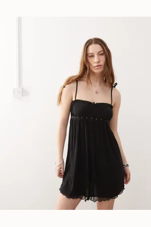 Motel Vestido corto de tirantes con detalle de tachuelas Damiera de