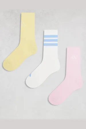 adidas Pack de 3 pares de calcetines de color amarillo, azul y rosa de caña alta de adidas Training