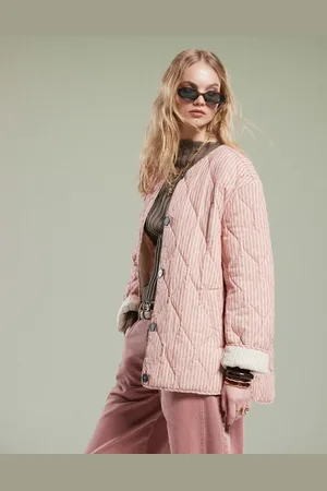 ASOS Chaqueta rosa a rayas guateada y extragrande con forro en contraste de -Multicolor
