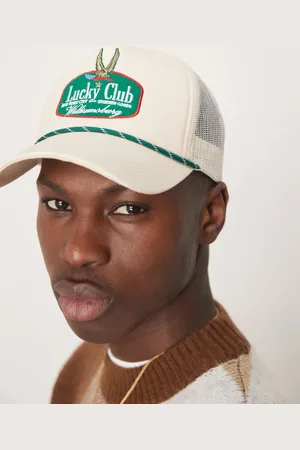 ASOS Gorra de camionero color con diseño bordado de -Blanco