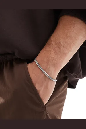 ASOS Pulsera plateada de cadena plana de acero inoxidable resistente al agua de