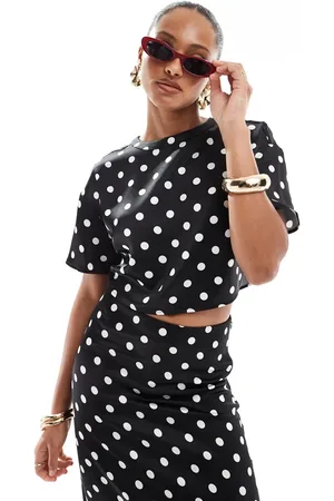 4th & Reckless Top corto negro con estampado de de satén de (parte de un conjunto)-Multicolor