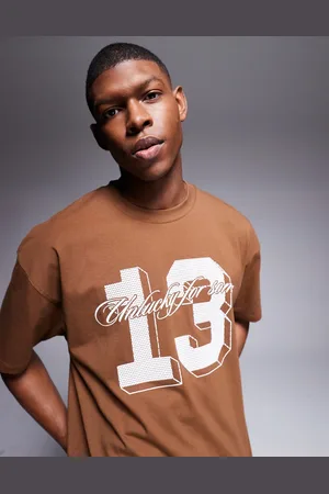 ASOS Camiseta marrón extragrande con estampado gráfico deportivo de