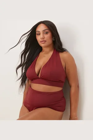 ASOS Top de bikini liso con cuello halter Maya Mix & Match de ASOS DESIGN Curve-Rojo