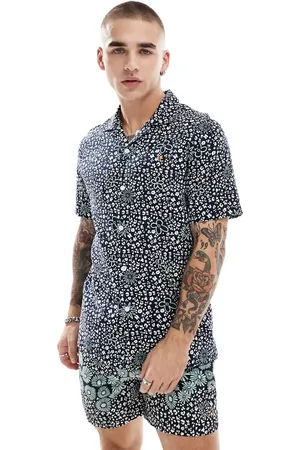 Farah Camisa de manga corta con estampado floral y cuello de solapas Landon de (parte de un conjunto)