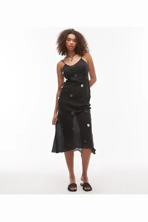 Emory Park Vestido midi de tirantes con aplicaciones de lentejuelas de