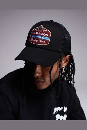 ASOS Gorra de camionero negra con detalle de parche "Paragon" de