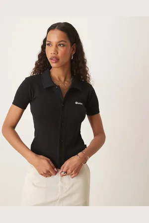 Dickies Camiseta negra con diseño encogido y botones Tallasse de
