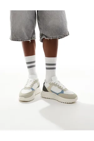 JACK & JONES Zapatillas de deporte beis, azules y blancas de estilo atlético de