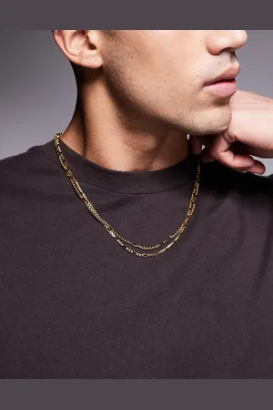 ASOS Pack de 2 collares dorados de cadena de acero inoxidable resistente al agua de
