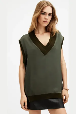 AllSaints Camiseta verde sin mangas Bern de