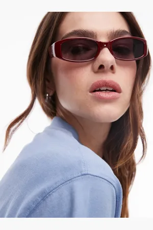 Topshop Gafas de sol rojas con montura envolvente deportiva estrecha Ibiza de