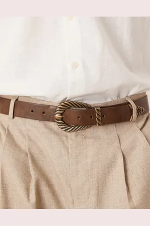 ASOS Cinturón de estilo wéstern de cuero sintético con hebilla dorado antiguo con detalle estriado de