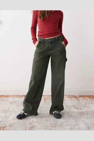 Dickies Vaqueros verdoso de estilo carpintero y pernera ancha de