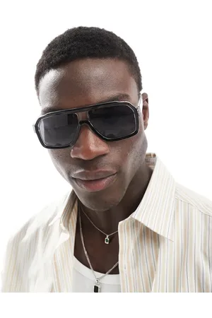 ASOS Gafas de sol negras y transparentes de estilo aviador con lentes ahumadas de