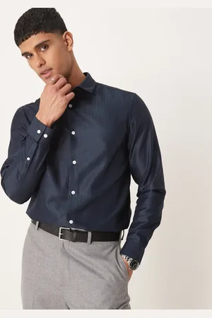 ASOS Camisa de vestir de corte estándar con textura de espiga de tejido fácil de planchar de