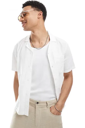 Hollister Camisa blanca de manga corta de sirsaca de